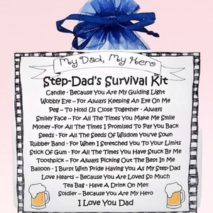 Kit de survie pour beau-père ~ Cadeau et carte fantaisie | Cadeau d'anniversaire | Cartes de voeux | Souvenir | Cadeau personnalisé pour papa | Fête des pères