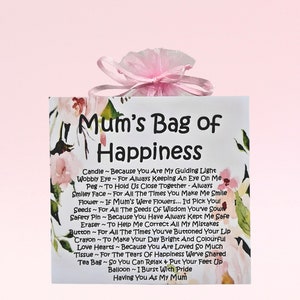 Sac de bonheur pour maman ~ Cadeau et carte fantaisie | Cadeau d'anniversaire | Cartes de voeux | Cadeau souvenir personnalisé pour maman | Fête des mères