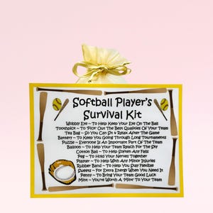 Kit de supervivencia para jugadores de softbol ~ Regalo y tarjeta novedosos y divertidos / Regalo de cumpleaños / Tarjetas de felicitación / Regalo personalizado / Recuerdo