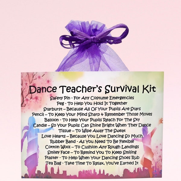 Dansleraar Survival Kit ~ Leuk nieuwigheid cadeau & kaart | Verjaardagscadeau | Wenskaarten | Gepersonaliseerde dansleraar cadeau | Herinnering