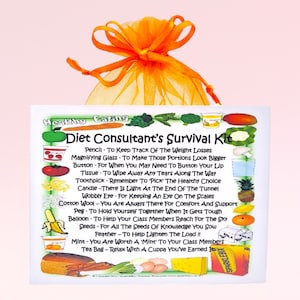 Kit de supervivencia para dietistas: regalo divertido y novedoso y alternativa a las tarjetas. Regalo de cumpleaños, tarjetas de felicitación, agradecimiento y regalo personalizado.