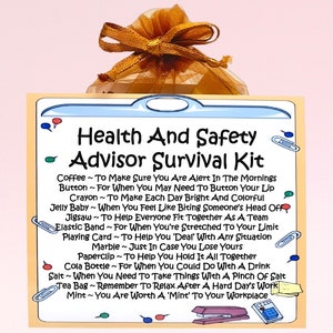 Survivalkit voor gezondheids- en veiligheidsadviseur ~ Alternatief voor leuke nieuwigheid als cadeau | Verjaardagscadeau | Wenskaarten | Gepersonaliseerde aandenken