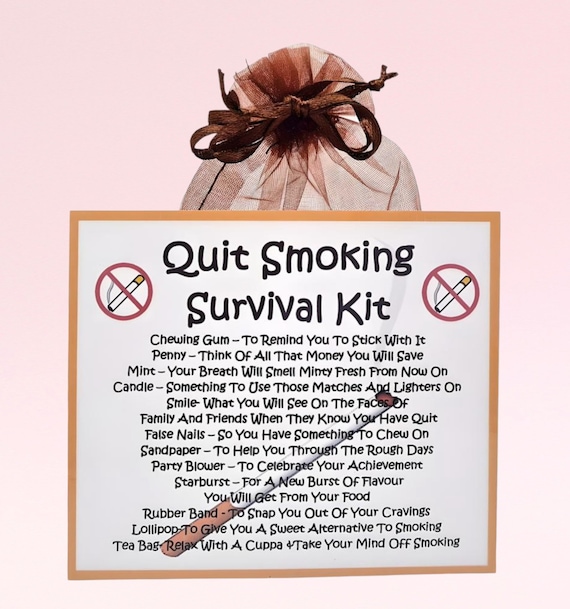 give up tobacco Quit Smoking Survival Kit ~ Fun Novelty Gift | Birthday | Present |  Greeting Cards | Good Luck | Funny Quit Smoking Gift | Keepsake