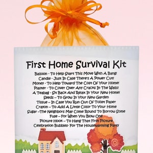 Kit de survie First Home - Cadeau fantaisie amusant | Bonne chance | Souvenir | Cadeau pour maison neuve | Pendaison de crémaillère | Cadeau original unique pour une nouvelle maison