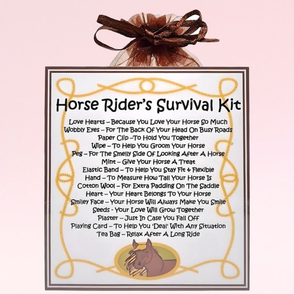 Horse Rider's Survival Kit ~ Fun Novelty Gift & Card | Birthday Present | Greeting Cards | Personalised Gift for a Horse Rider | Keepsake