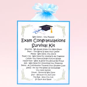 Kit di sopravvivenza per congratulazioni agli esami ~ Regalo e biglietto di auguri divertenti e originali / Buona fortuna / Congratulazioni / Regalo di laurea / Regalo personalizzato unico