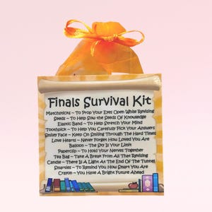Kit di sopravvivenza per gli esami finali ~ Divertente regalo e biglietto di auguri / Regalo di buona fortuna per gli esami / Biglietto di auguri di buona fortuna e ricordo personalizzato