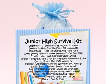 Junior High School Survival Kit ~ Fun Novelty Gift | Present | Greeting Cards | Good Luck New School | Personalised Gift