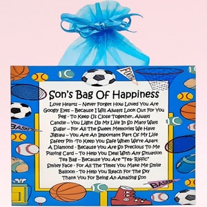 息子の幸せのバッグ ~ 楽しいノベルティギフトとカード | 誕生日プレゼント | グリーティングカード | 息子へのユニークなパーソナライズギフト | 記念品