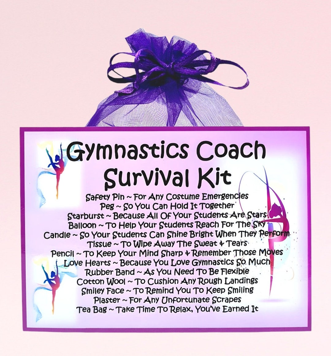 Gymnastics Coach Survival Kit Fun Novelty Gift & Card Alternative