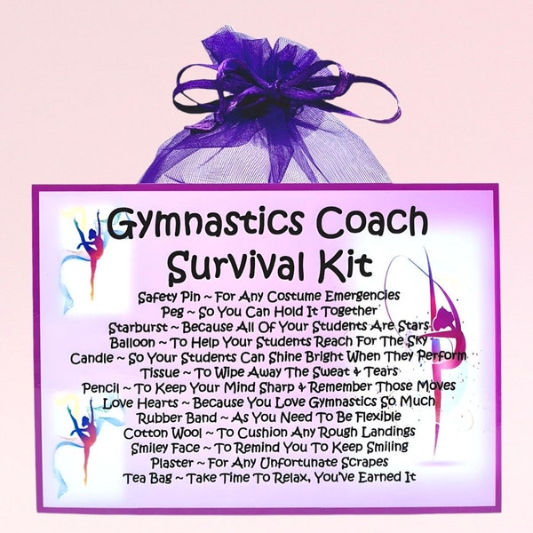 Gymnastics Coach Survival Kit ~ Fun Novelty Gift & Card Alternative | Birthday Present | Greeting Cards | Personalised Coach Gift | Keepsake