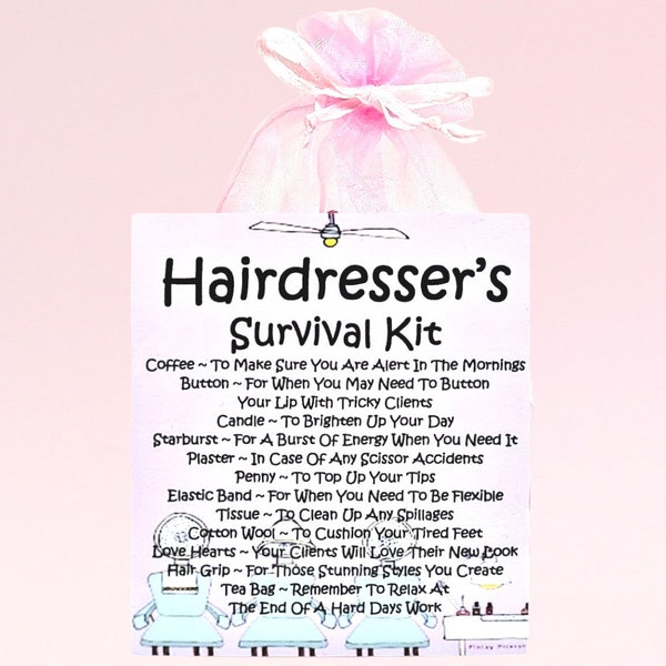 Kit de survie pour coiffeur ~ Cadeau et carte fantaisie | Cadeau d'anniversaire | Cartes de voeux | Cadeau personnalisé pour un coiffeur | Souvenir