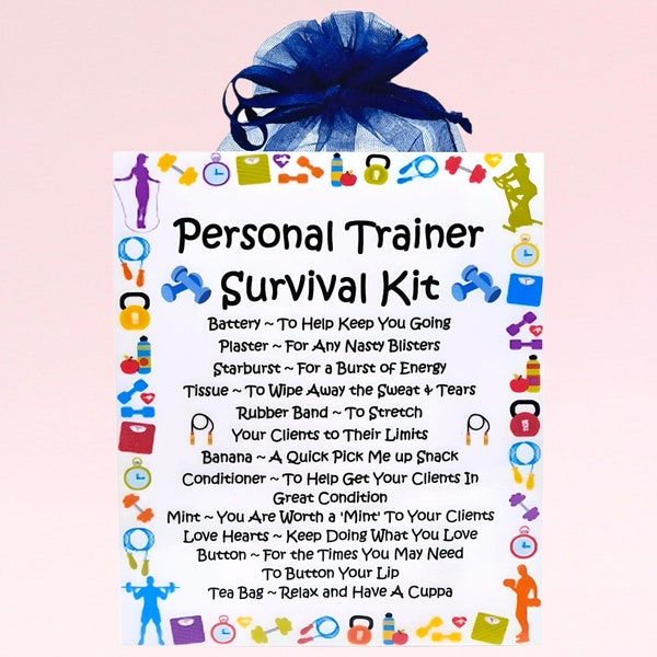 Personal Trainer Survival Kit ~ Fun Novelty Gift & Card Alternative | Birthday Present | Greeting Cards | Unique Personalised Gift