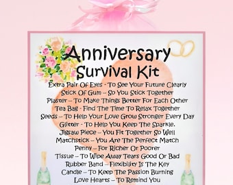 Kit de supervivencia para aniversarios: regalo y recuerdo único, divertido y novedoso para aniversarios / Tarjetas de felicitación / Regalo de aniversario personalizado