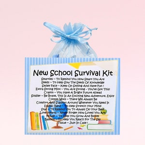 Nuevo kit de supervivencia escolar ~ Regalo novedoso y divertido y alternativa de tarjetas / Regalo de buena suerte / Tarjetas de felicitación / Regalo personalizado para la vuelta al cole