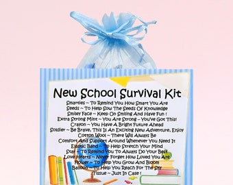 New School Survival Kit ~ Fun Novelty Gift & Card Alternative | Good Luck Present | Greeting Cards | Personalised Back to School Gift