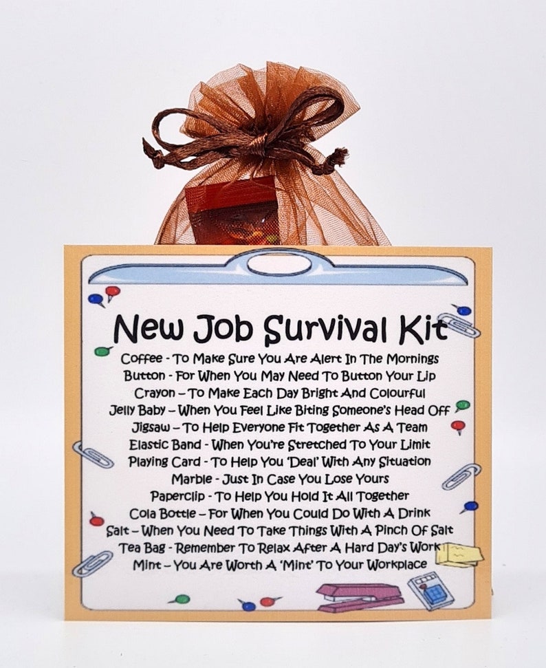 Kit de survie pour nouvel emploi Alternative amusante pour le cadeau et la carte Cartes de voeux Bonne chance Cadeau d'adieu Félicitations pour votre nouvel emploi Souvenir image 5