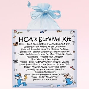 Kit de sobrevivência HCA ~ Presente de novidade divertido e alternativa de cartão | Presente de aniversário | Cartões comemorativos | Presente personalizado para um HCA | Lembrança