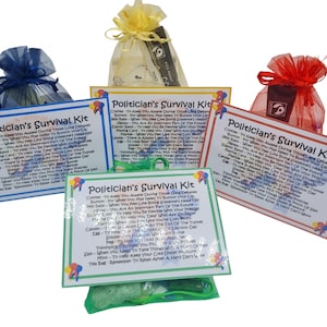 Survivalkit Politicus ~ Alternatief leuk nieuwigheid cadeau en kaart | Verjaardagscadeau | Wenskaarten | Aandenken voor een politicus