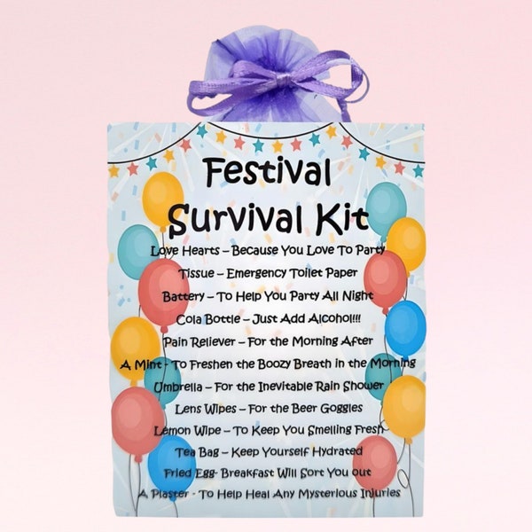 Festival Survival Kit ~ Unique Fun Novelty Gift & Keepsake For A Festival Lover | Personalised Gift | Birthday Present | Festival Goer