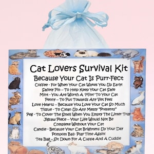 Kit de survie pour amoureux des chats ~ Alternative amusante au cadeau et à la carte | Cadeau d'anniversaire | Cartes de voeux | Cadeau personnalisé unique pour un amoureux des chats