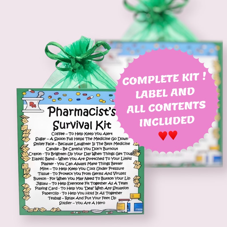 Pharmacist's Survival Kit ~ Fun Novelty Gift & Card Alternative | Birthday Present | Greeting Cards | Gift for a Pharmacist