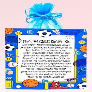 Kit de survie préféré d'un enfant ~ alternative amusante au cadeau et à la carte | Cadeau d'anniversaire | Cartes de voeux | Souvenir personnalisé pour un fils