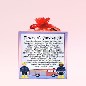Kit di sopravvivenza per pompieri ~ Divertente regalo e biglietto di auguri / regalo di compleanno / biglietti di auguri / ricordo / regalo personalizzato per un pompiere
