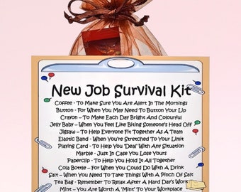 Kit de supervivencia para nuevos trabajos ~ Regalo novedoso divertido y alternativa a tarjetas / Tarjetas de felicitación / Buena suerte / Regalo de despedida / Felicitaciones por nuevos trabajos / Recuerdo