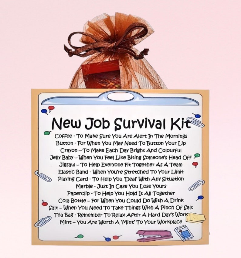 Kit de survie pour nouvel emploi Alternative amusante pour le cadeau et la carte Cartes de voeux Bonne chance Cadeau d'adieu Félicitations pour votre nouvel emploi Souvenir image 1