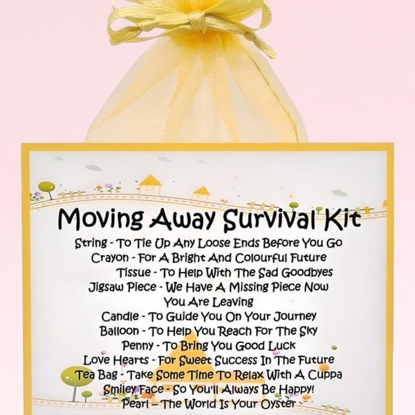 Moving Away Survival Kit ~ Fun Novelty Gift | Good Luck | Goodbye Gift & Keepsake | Emigrating | Sorry You're leaving