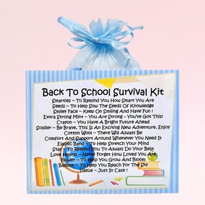 Kit de supervivencia para la vuelta al cole ~ Tarjeta de regalo divertida y novedosa alternativa / Presente / Tarjetas de felicitación / Regalo único para los que terminan la escuela / Nueva escuela