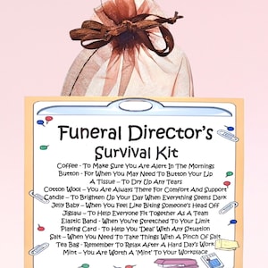 Kit de sobrevivência do agente funerário ~ Presente de novidade divertido e alternativa de cartão | Presente de aniversário | Cartões comemorativos | Obrigado | Presente personalizado