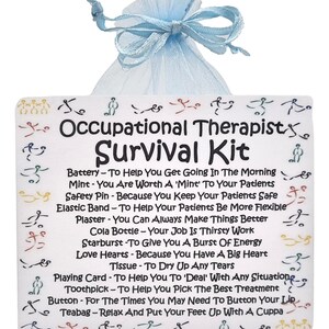 Occupational Therapist Survival Kit ~ Fun Novelty Gift & Card Alternative | Birthday Present | Greeting Cards | Personalised Thank You Gift