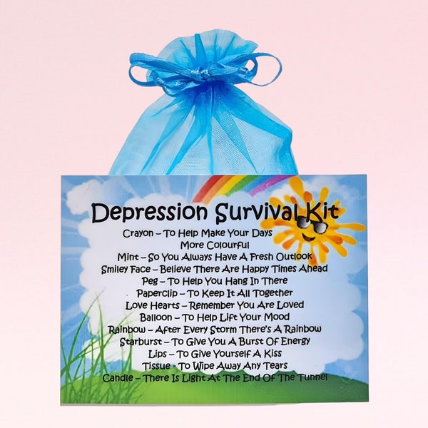 Depression Survival Kit ~ Spaß Nachdenklich Fürsorgliches Sentimental Geschenk | Andenken | Grußkarten | Senden Sie Umarmungen | Personalisiertes Geschenk