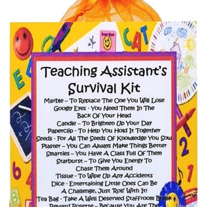 Teaching Assistant's Survival Kit ~ Fun Novelty Gift & Card | Birthday Present | Greeting Cards | Personalised Thank You Teacher Gift