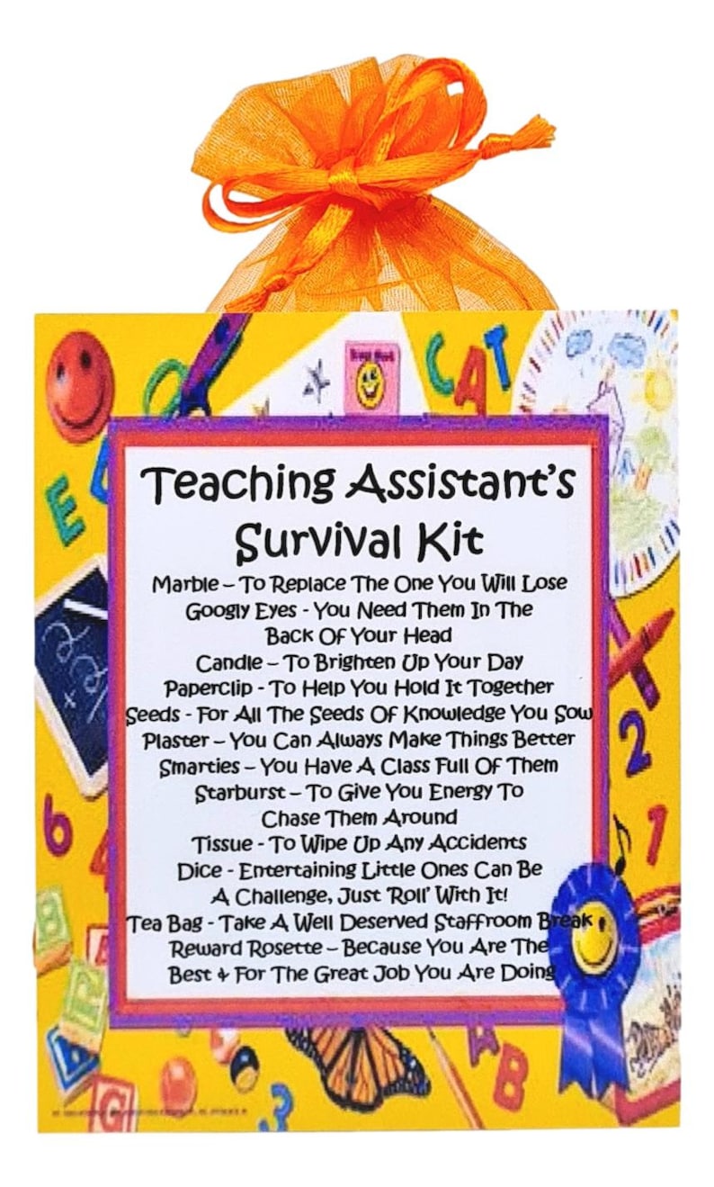 Teaching Assistant's Survival Kit ~ Fun Novelty Gift & Card | Birthday Present | Greeting Cards | Personalised Thank You Teacher Gift