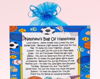 Nephew's Bag of Happiness ~ Fun Novelty Gift & Card Alternative | Birthday Present | Greeting Cards |  Unique Personalised Gift for a Nephew