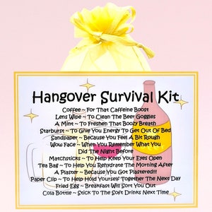 Hangover Survival Kit ~ Spaß Neuheit Geschenk & Kartenalternative | Geburtstagsgeschenk | Grußkarten | Einzigartiges personalisiertes Geschenk | Erinnerungsstück
