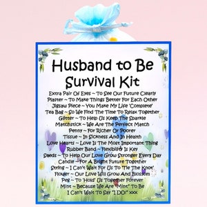 Kit de supervivencia para el futuro esposo ~ Regalo de boda único y divertido / Recuerdo / Unión civil / Regalo personalizado para el futuro esposo