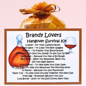 Brandy Lovers Hangover Survival Kit ~ Presente e cartão divertidos e inovadores | Presente de aniversário | Cartões comemorativos | Presente personalizado exclusivo