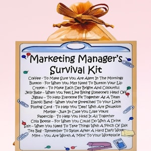 Kit de sobrevivência do gerente de marketing ~ Presente de novidade divertido e alternativa de cartão | Presente de aniversário | Cartões comemorativos | Presente personalizado para um gerente