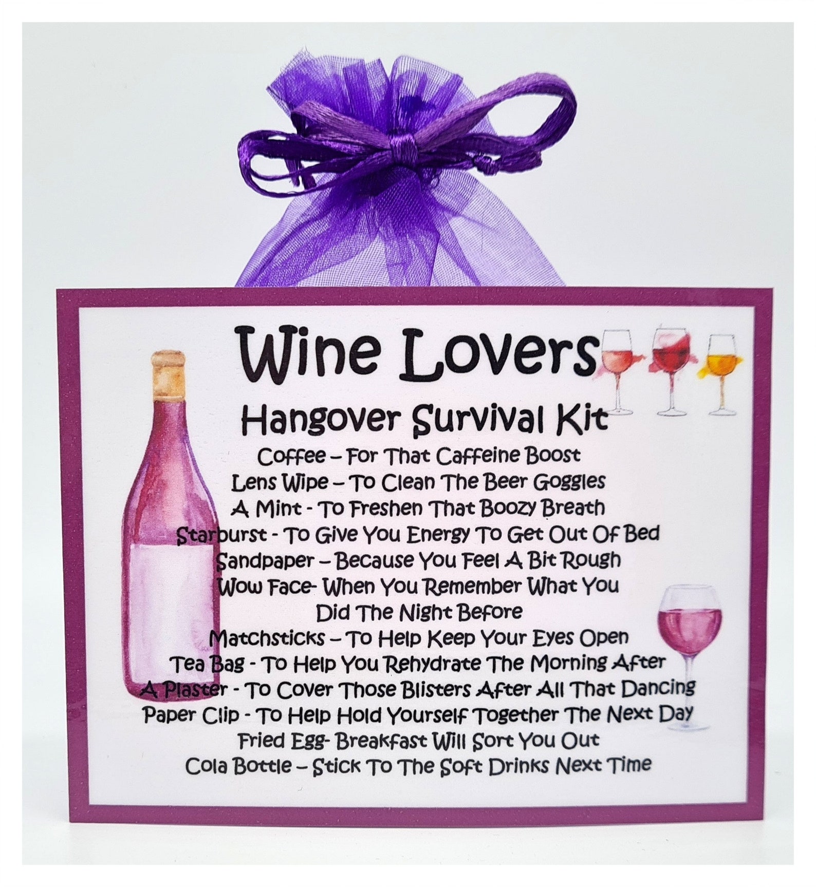 Wine Lovers Hangover Survival Kit Fun Novelty Gift & Card Etsy