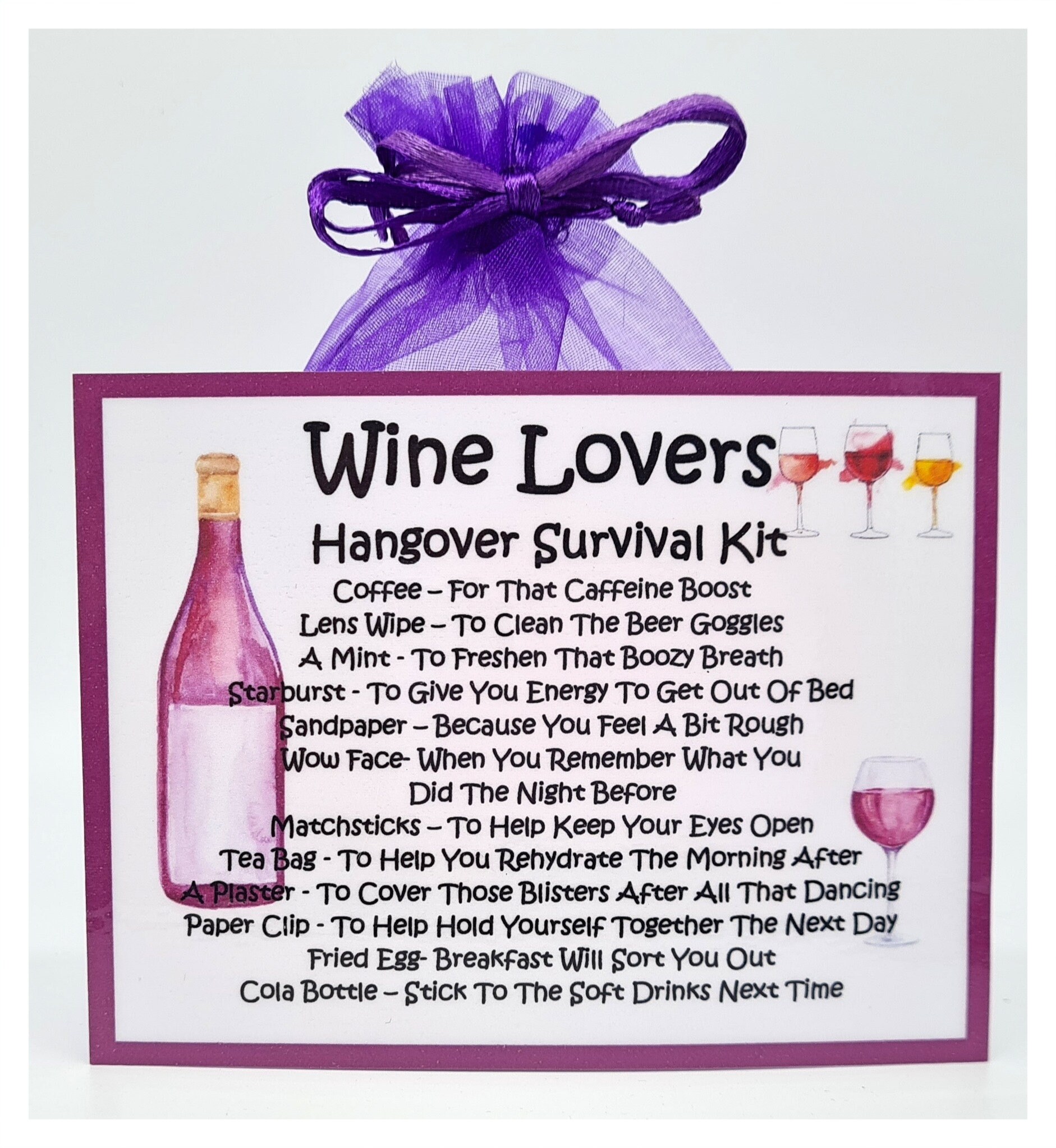 Wine Lovers Hangover Survival Kit Fun Novelty Gift & Card - Etsy