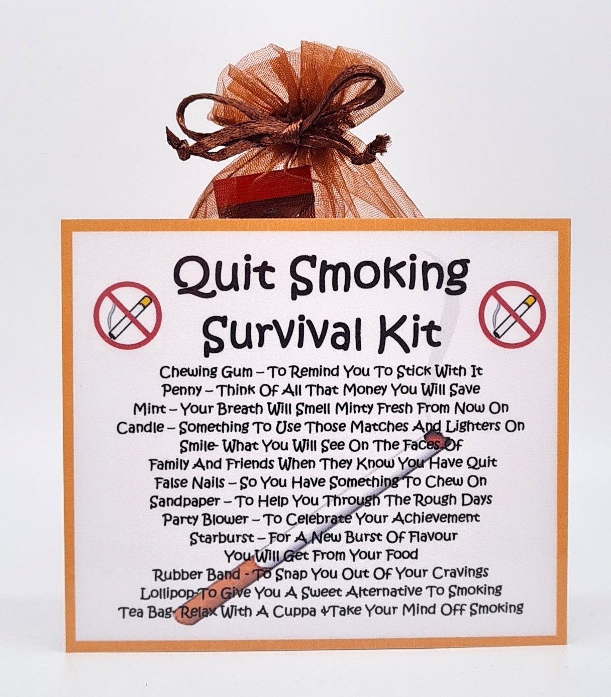 Quit Smoking Survival Kit ~ Fun Novelty Gift | Birthday | Present |  Greeting Cards | Good Luck | Funny Quit Smoking Gift | Keepsake
