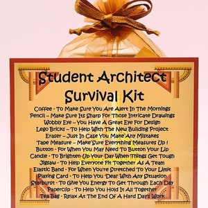 Student Architect Survival Kit ~ Fun Novelty Gift & Card | Birthday Present |  Greeting Cards | Thank You | Architect Gift | Keepsake