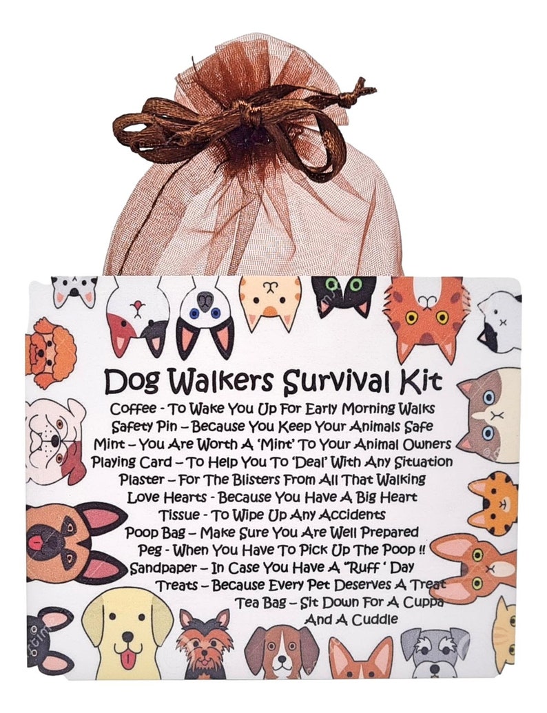 Dog Walker's Survival Kit Fun Novelty Gift & Card Birthday Present Greeting Cards Personalised Gift for a Dog Walker Thank You image 3