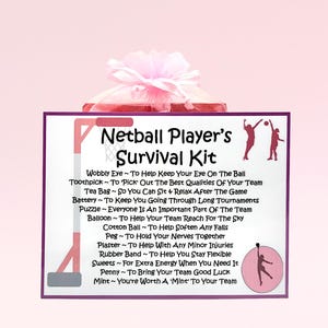 Kit de sobrevivência para jogador de netball ~ Presente e cartão divertidos e inovadores | Presente de aniversário | Cartões comemorativos | Presente personalizado para um jogador de netball