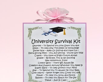 University Survival Kit (Pink) ~ Fun Novelty Gift & Card Alternative | Greeting Cards | Personalised University Good Luck Gift | Keepsake