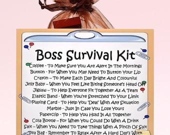 Boss Survival Kit ~ Fun, Novelty Gift & Card Alternative | Birthday Present | Greeting Cards | Personalised Gift for a Boss | Thank You Boss